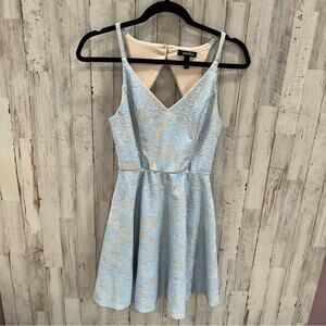 Speechless Blue Lace Overlay Open Back Party Dress